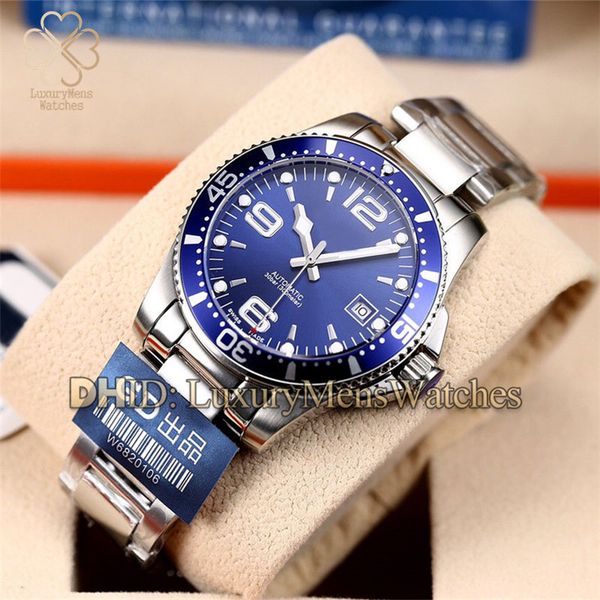 

luxury mens designer watches automatic watch l3.640.4.96.6 man stainless steel case blue dial sapphire swim wristwatches montre de luxe, Slivery;brown