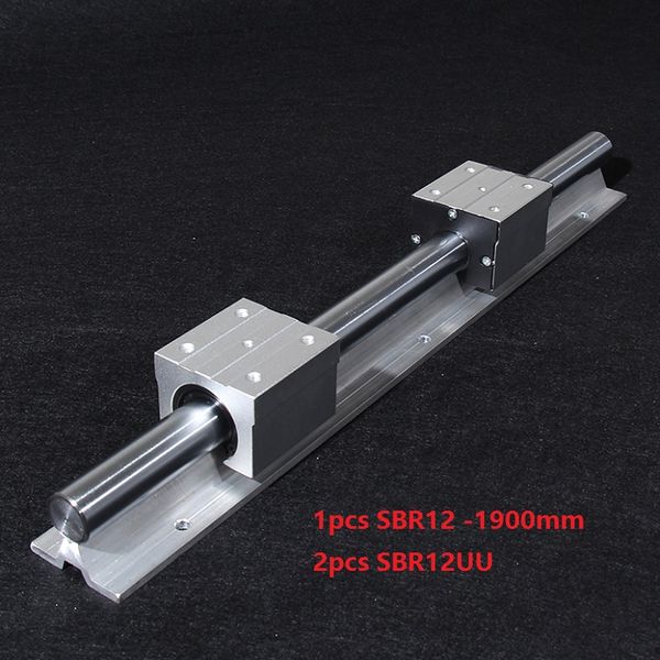 1 pcs SBR12-1900mm trilho de suporte guia linear + 2 pcs SBR12UU blocos de rolamento lineares para cnc router