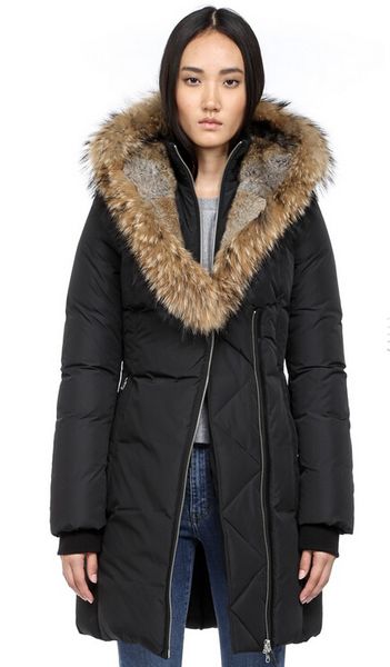 

women parkas long winter mack-age-trish-2 down & coat with hood/snowdome jacket real raccoon collar white duck outerwear & coats, Black