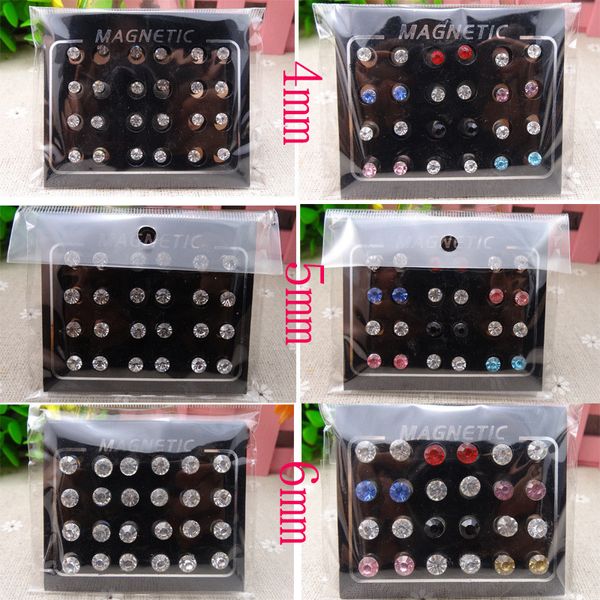 

new punk jewelry men strong magnet magnetic earring 12pair /set non piercing zircon stud earrings wedding gift for boyfriend lover jewelry, Golden;silver