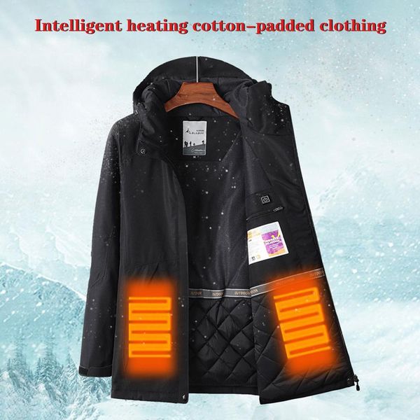 

usb heating cotton jackets outdoor waterproof windbreaker hiking camping trekking skiing coats, Blue;black