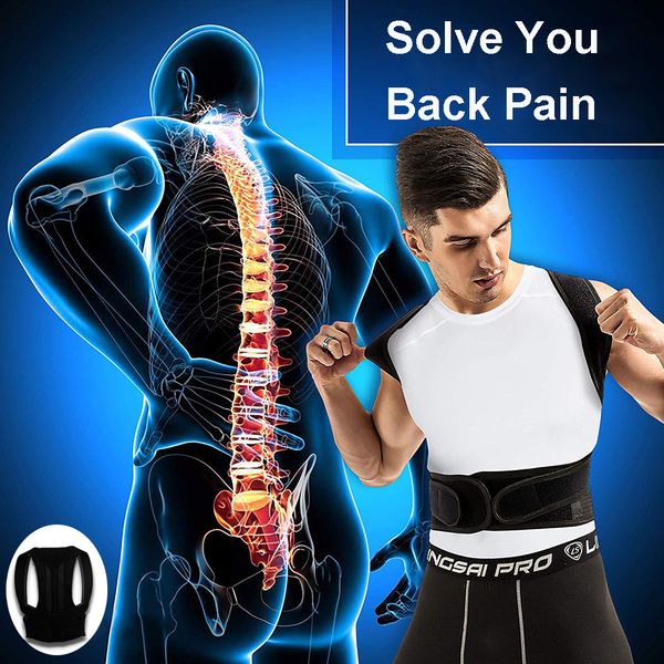 

adjustable corset posture correction belt for men women back posture brace support sslouching hunching back trainer, Black;blue