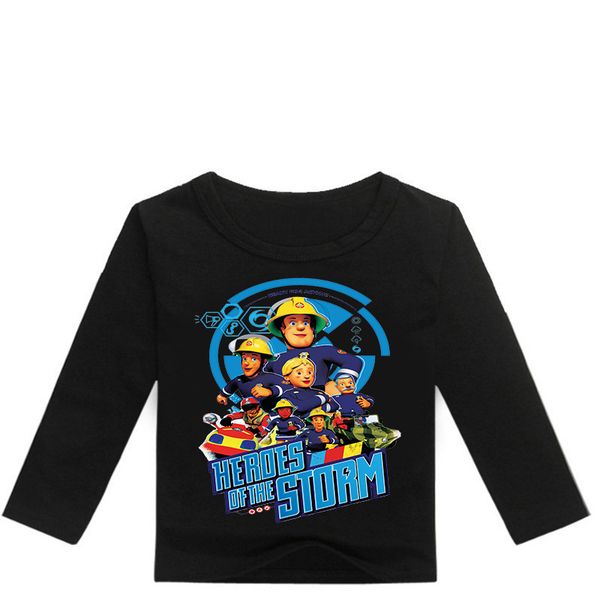 

2019 in large tong multicolored korean tide children's wear long sleeves shirt fireman sam x218 t shirts, Black