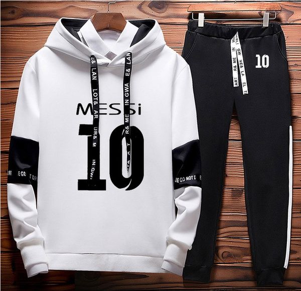 

hoodies men messi 10 printed sportwear men hoodies harajukutracksuit+pants 2pcs sporting suit fleece warm thick sportwear x