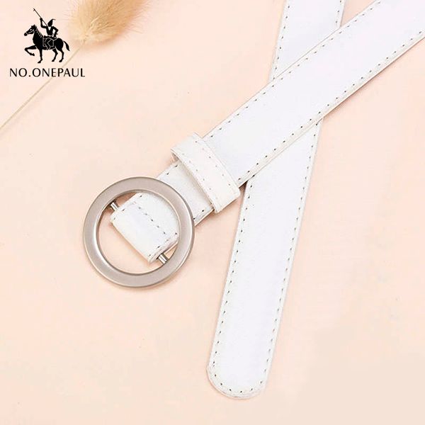 

no.onepaul golden buckle female round pin buckle belt simple and generous new fashion ladies belt jeans wear a small fresh style, Black;brown