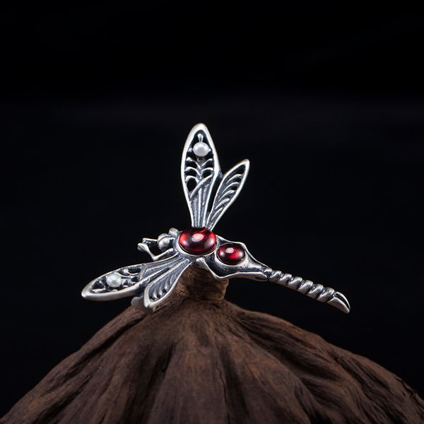

amxiu handmade garnet brooch pin vintage dragonfly brooch antique silver insect corsage freshwater pearl brooches accessories, Slivery;golden