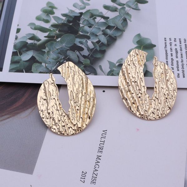 

novel handmade leaves plant wholesale punk earrings gold color statement earrings low price ear accessories round jewelry, Silver