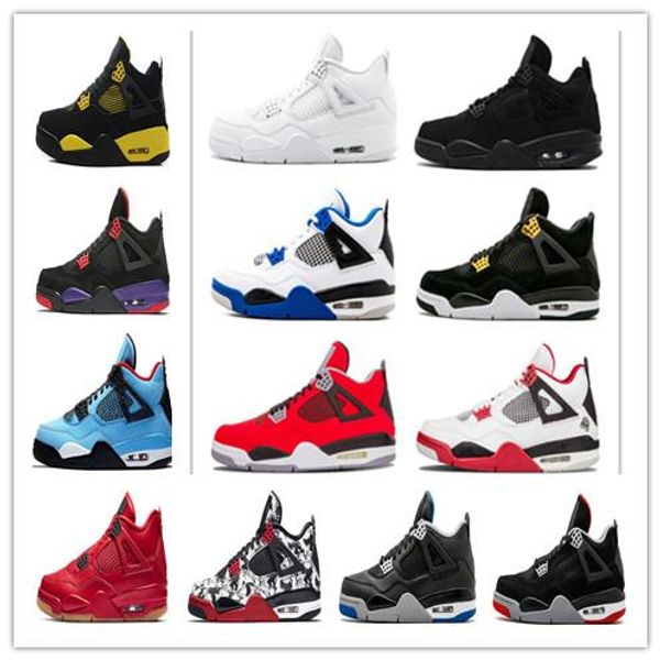 

4s mens basketball shoes black cat pure money singles day tattoo royalty bred toro bravo fire red 4s mens sports sneakers traienrs size 7-13