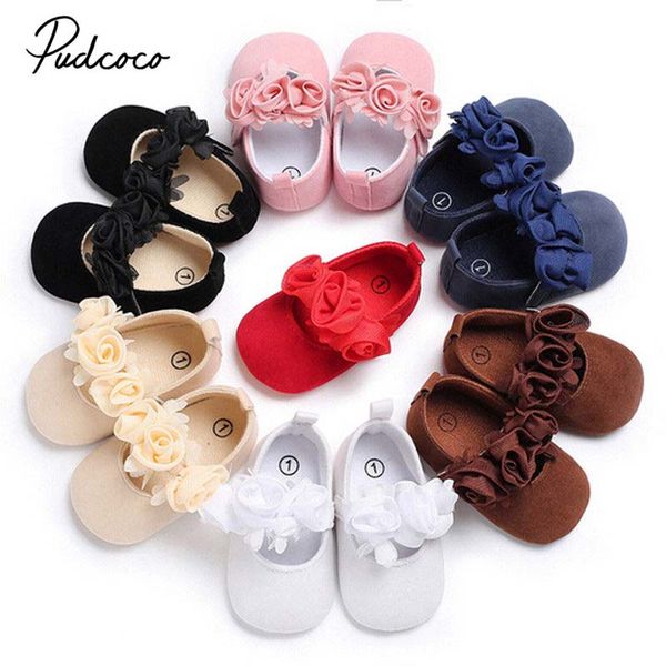 

pudcoco 0-18m newborn infants baby girl soft crib shoes 2018 new princess 3d rose moccasin prewalker soft shoes