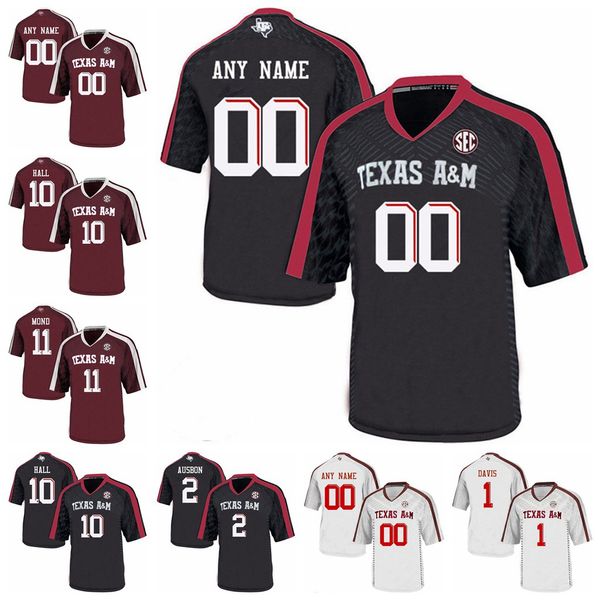 

custom texas a&m aggies jerseys johnny manziel jersey ricky seals-jones von miller myles garrett quartney davis college football jerseys, Black