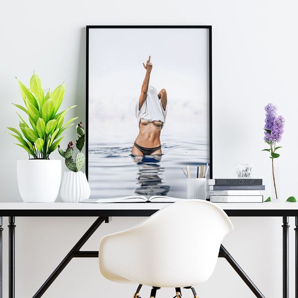 

fashion poster nude woman canvas painting feminis wall art print middle finger modern picture for living room on the wall home d