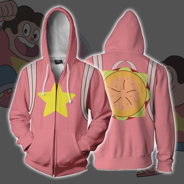 

steven universe cosplay baseball coats coat hoodie zipper jacket costume 3d print sweatshirt hooded, Black