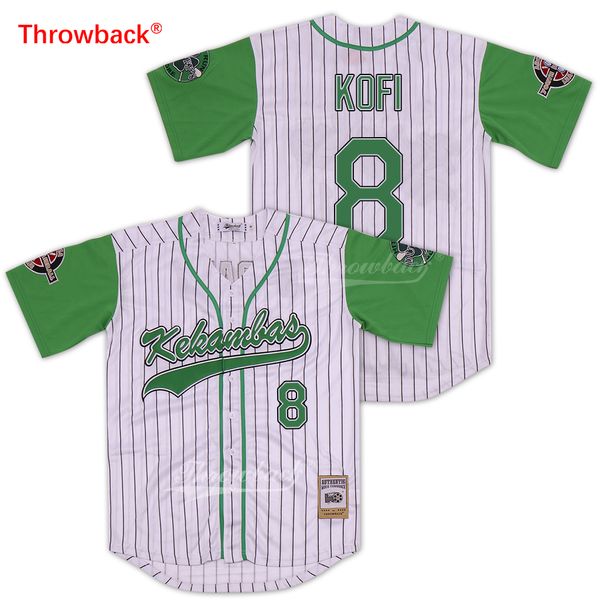

Kofi Evans 8 Kekambas Pinstriped Baseball Jerseys ARCHA and Duffy's Patches Movie Jersey Hardball Embroidery Free shipping