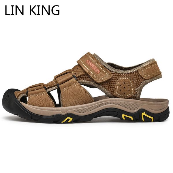 

lin king new style men sandals outdoor summer shoes leisure non slip man beach shoes comfortable outside sports sandals for male, Black
