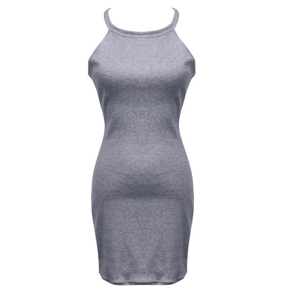 

women dress bodycon sleeveless evening party mini short bandage dress crop cotton slim pencil dresses grey black, Black;gray