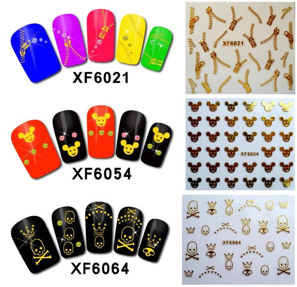 

good quality 30 sheets/lot 73 styles choose colorful 3d beauty nail art stickers adhesive nail decals 3d diy tip decoration, Black