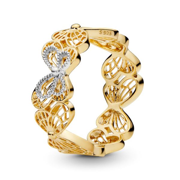 

authentic 925 sterling silver openwork butterfly ring luxury designer jewelry 18k gold plated women statement rings with pandora gift box