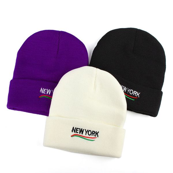 

newyork wool hat autumn and winter hats student knitting keep warm hat men and women lovers package head cap joker cold