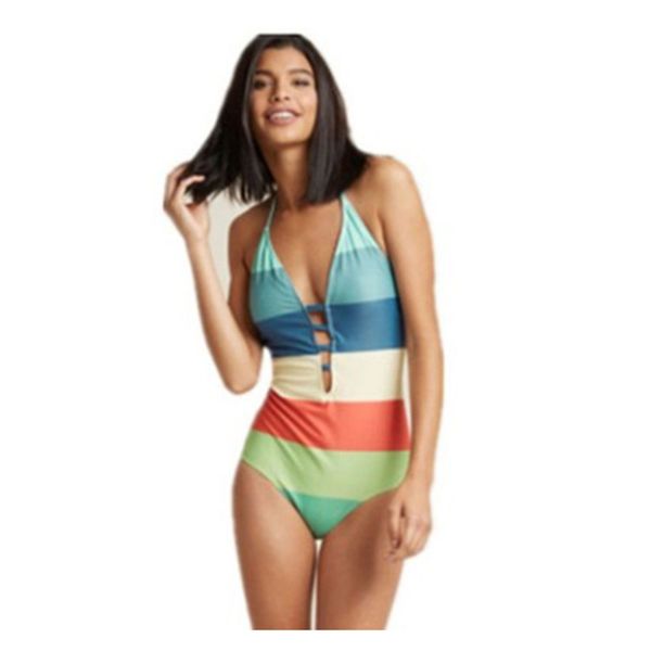 

лето полосатая отпечатано женщин бикини сексуальная женщина backless купальники модельер тонкий купальный костюм, White;black