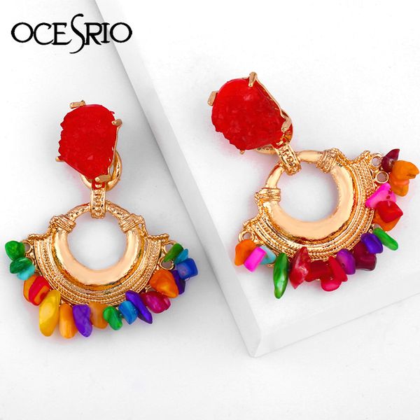 

ocesrio boho tassel big drop earrings for woman vintage crystal earrings with natural stones cz gold jewelry statements ers-r59, Silver