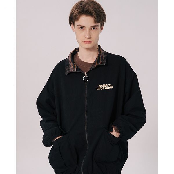 

men's jackets 2021 tied men plaid both sides wear casual loose cargo coats mens hip hop streetwear bomber korean spring, Black;brown