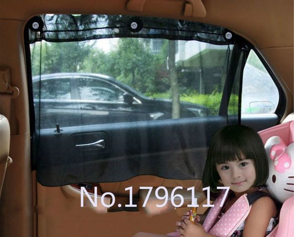 

1 pair black / beige car sun shade curtain suction cup uv protection side window curtain ing
