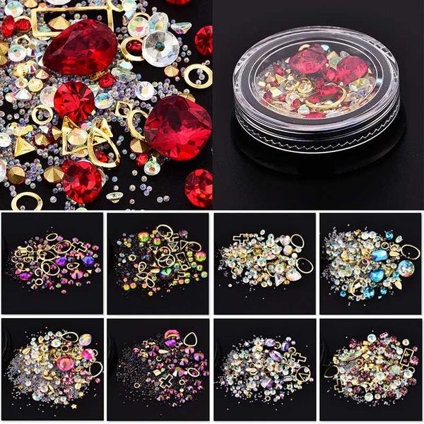 

mixed colorful acrylic rhinestones alloy metal frame diy nails decor manicure 3d nail art decoration, Silver;gold