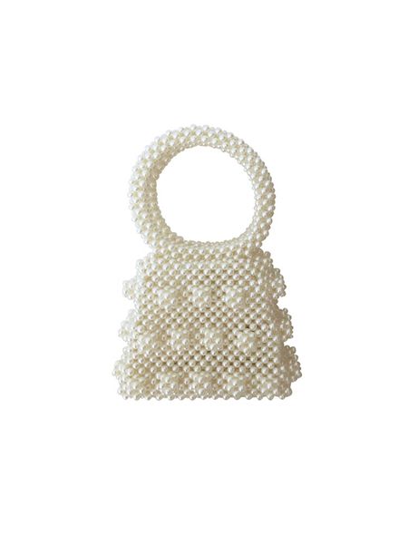 

pearl stereo flower bag irregular trapezoidal handbag female hand-woven bag