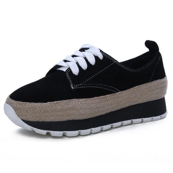 

new style fashion women's shoes in spring and summer of 2019 cross-laced casual shoes, round-toed flat-soled shoes, Black