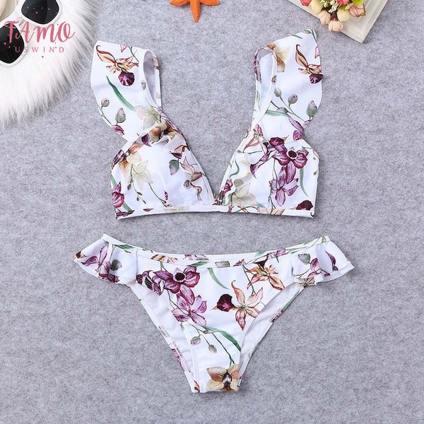 

womens swimming suit bikini swimsuit 2020 swimwear women floral print bikini set swimming swimsuits beach bathing suit, White;black