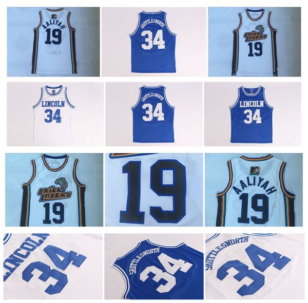 

19 aaliyah bricklayers 1996 mtv rock n jock movie college jersey jesus shuttlesworth 34 lincoln he got game movie jersey 100% stitched, Black