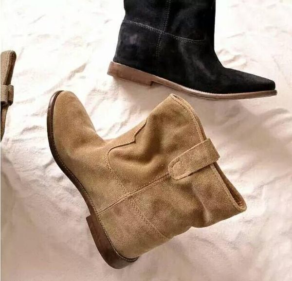 

qulity beige coffee black suede boots elastic patchwork woman motorcycle ankle boots cowboy casual shoes ship