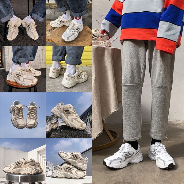 

2020 mens women casual shoes leather sneakers mesh outdoor sports running shoes wear resistant khaki ivory trainers china homemade eur 36-44