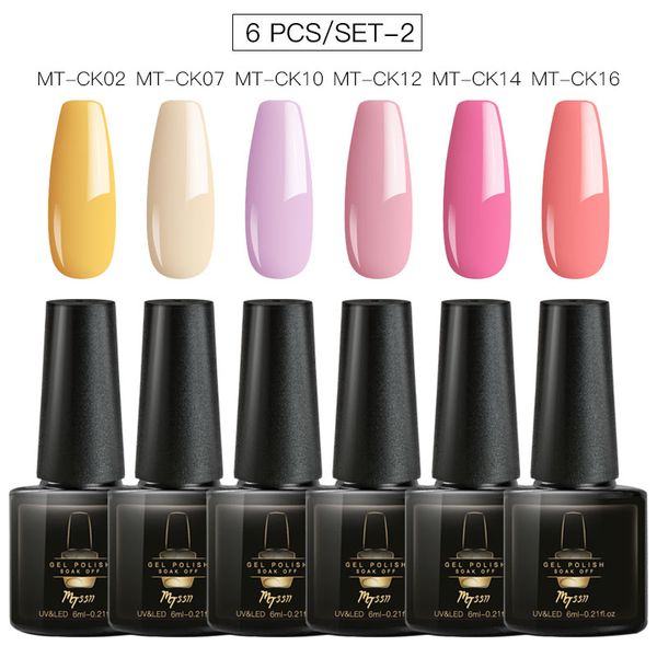 

mtssii 6ml color gel polish semi permanent 2/4/6 pcs gel lacquer soak off uv led nail polish varnish kit