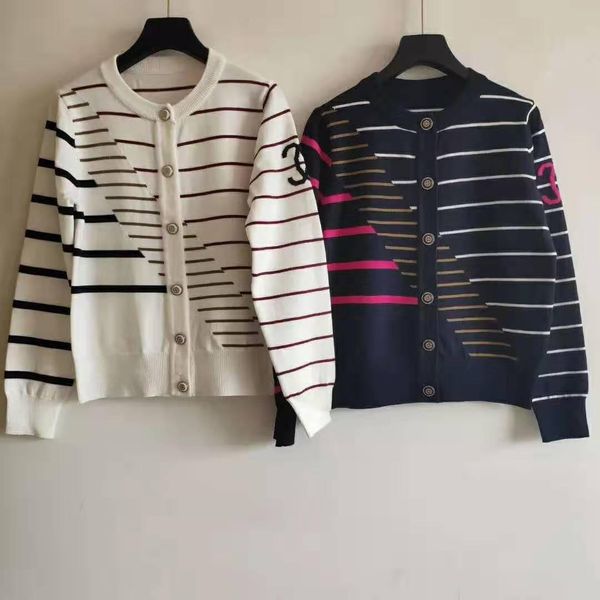 

1206 новое прибытие 2020 весна свитер круглый вырез с длинным рукавом полосатый письмо кардиган бренд же стиль роскошь цянь, White;black