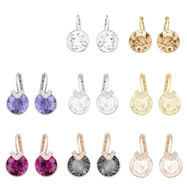 

fahmi swa bella crystal-like perforated earrings stud earrings rose gold fashion women's pierced stud earrings ing, Black