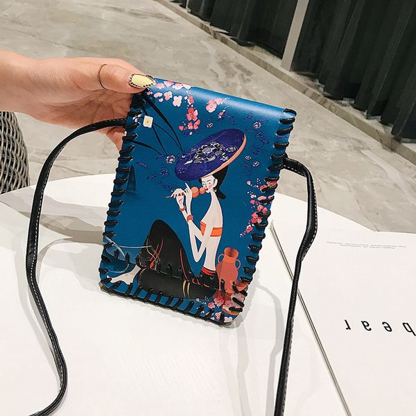 

fashion 2019 casual summer women printing bags retro leather bag crossbody bag handle phone bags with zipper