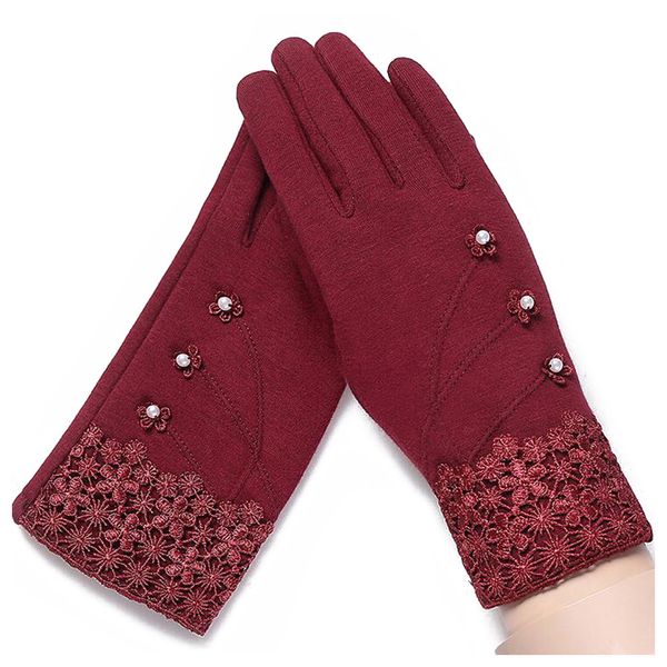 

fashion- ladies gloves touchscreen winter ladies warm bow gloves, Blue;gray