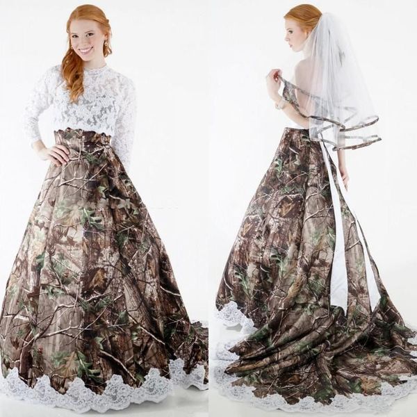 

new country style strapless aplliqued camo wedding dresses with long sleeves lace corset back country bridal gown with lace trim