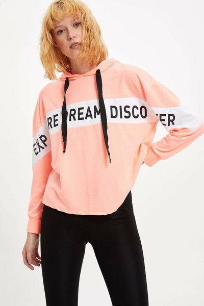 

defacto hoodies woman letter pattern pink sweat shirt female casual long sleeves sport pullovers ladies autumn - l9732az19au, Black