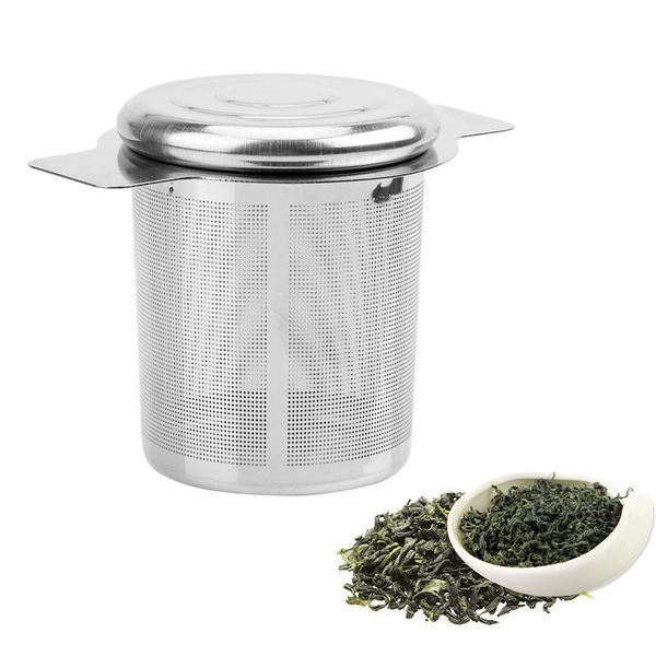 

lid tea and coffee filters fine mesh tea strainer reusable stainless steel tea infusers basket with 2 handles