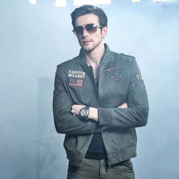 

mens autumn cargo jackets solid panelled zipper fly coats stand collar long sleeved embroidery jacket mens clothing, Black;brown