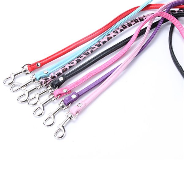 

pet cat puppy dog leash long smooth pu leather leashes solid color dog walker girl boy leashes pink blue red black for puppy