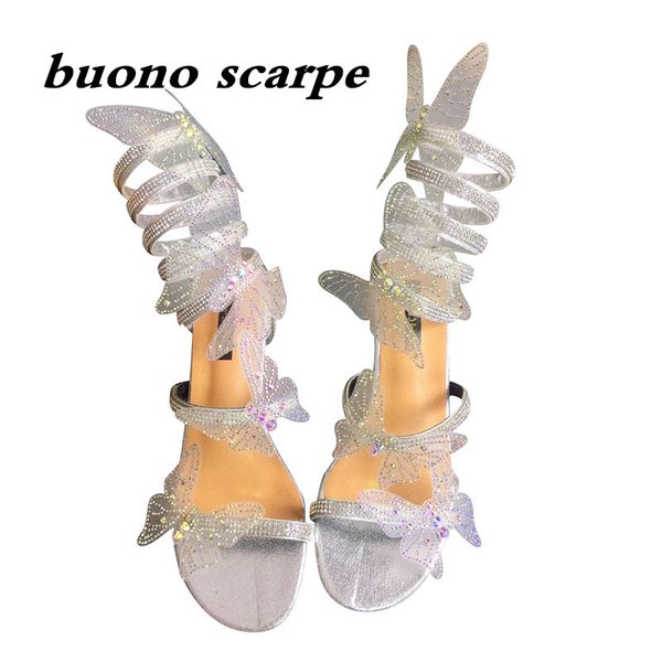 

summer 2020 new handmade custom fantasy butterfly driller fairy fan sandal thick heel word with open toe high heel twine, Black