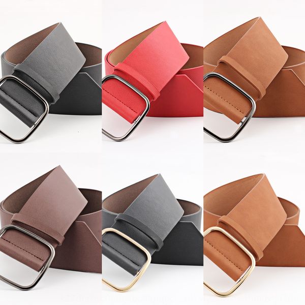 

l73w7 wide belt personalized square buckle waistband women's clothes decorative fashion all-match wide belt personalized square buckle, Black;brown