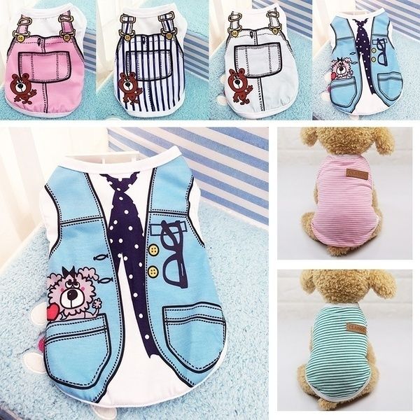 

cartoon small dog clothes pet puppy cute vest dog cat apparel 12 color xxs-xxl new spring summer dog vest