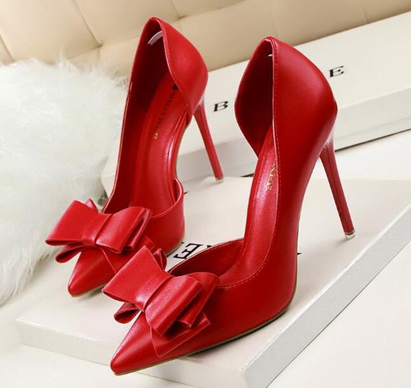 

new soft leather shallow fashion women's high heels shoes candy colors pointed toe women pumps show thin female office shoes, Black