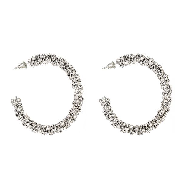 

concise joker circle rhinestone manual wrap full bore ear circle earrings, Golden