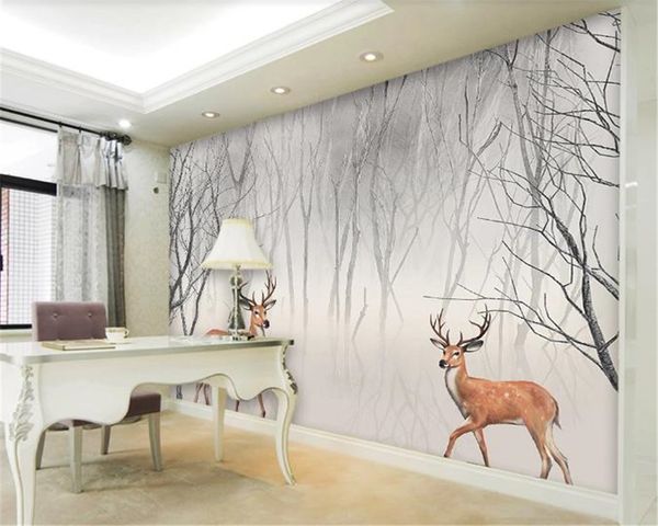 

custom p 3d wallpaper hand painted abstract wood sika deer wall hd environment friendly wallpaper