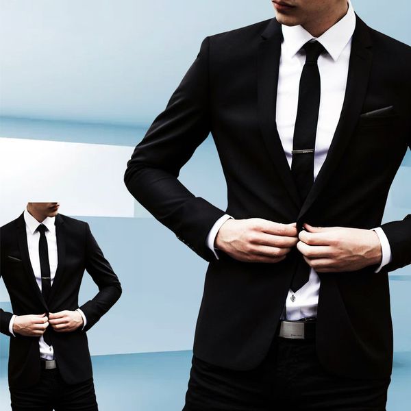

handsome groomsmen notch lapel groom tuxedos mens wedding dress man jacket blazer prom dinner 2 piece suit(jacket+pants+tie) 336, Black;gray